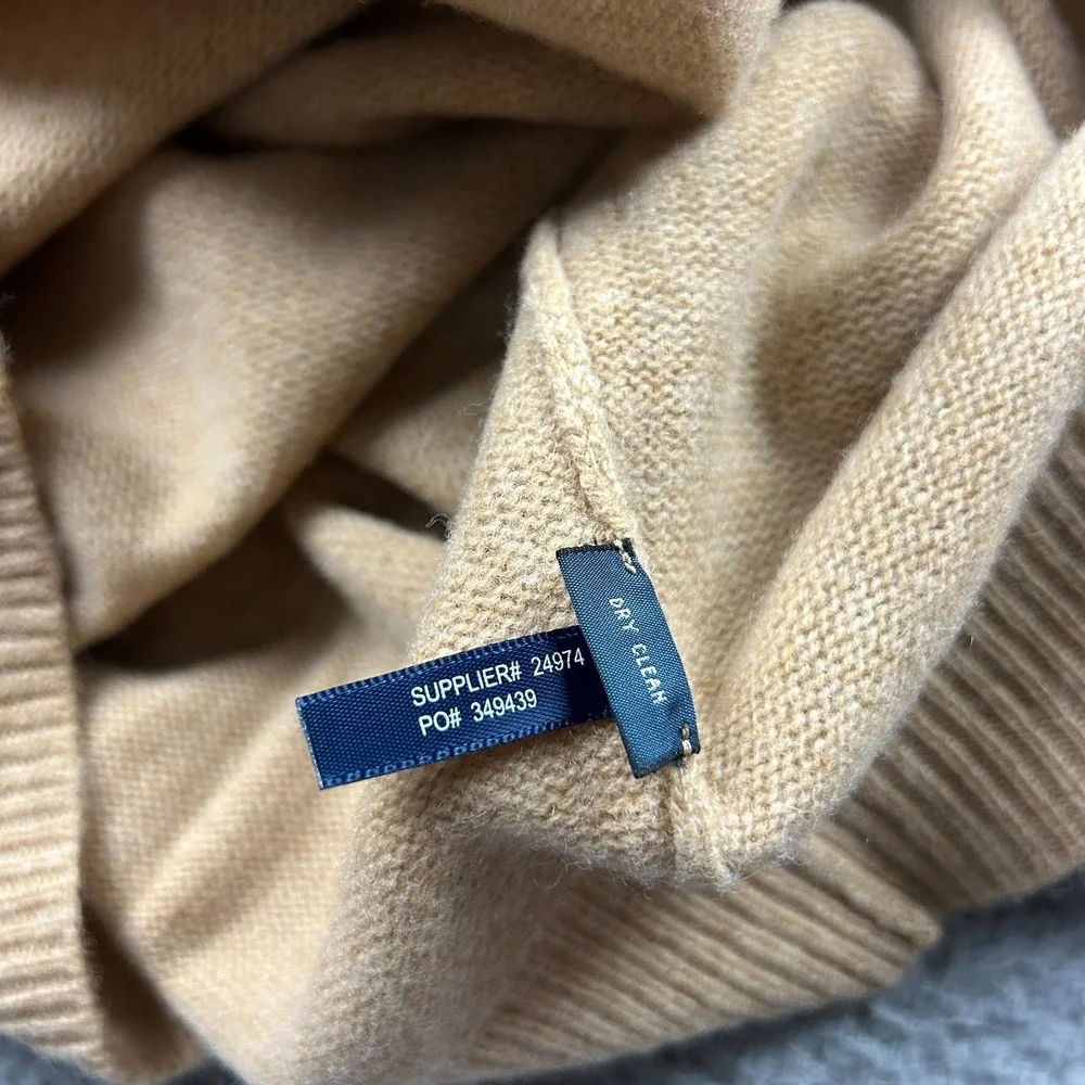 Polo Ralph Lauren Sweater Mens Large Brown 100% Lambswool V Neck Preppy